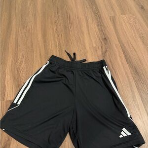 Adidas Black Shorts with White Stripes